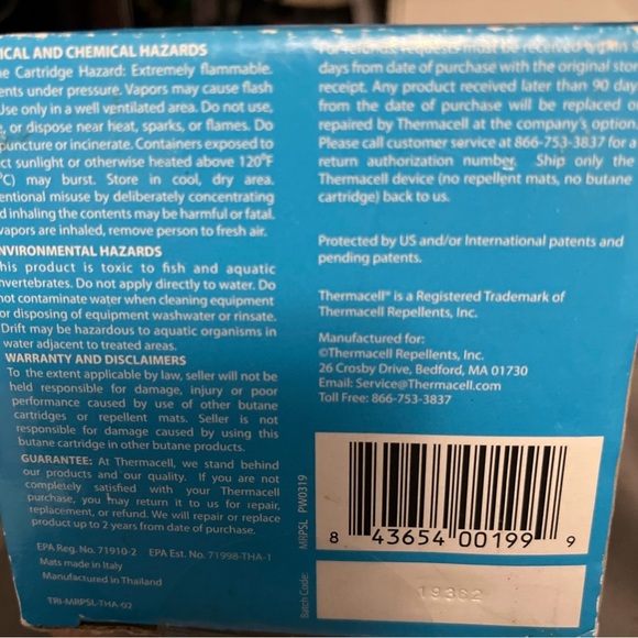 Thermacell Patio Shield Mosquito Repeller 15 Foot Protection W/ 3 Refills New - Picture 3 of 3